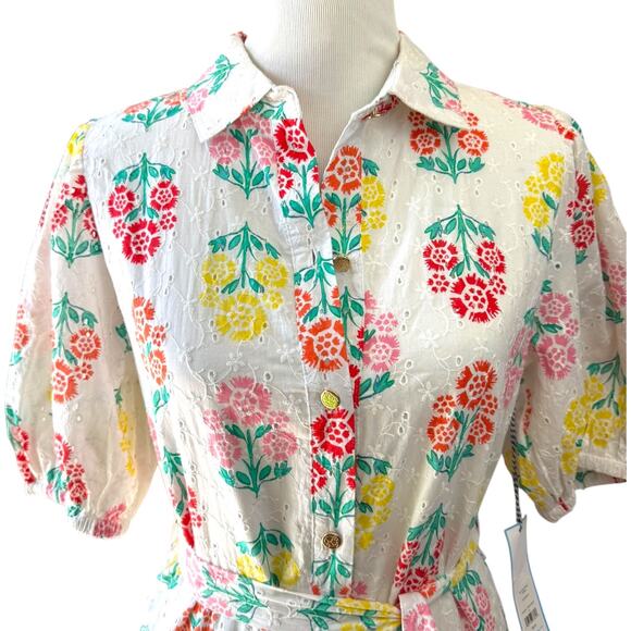 Draper James RSVP Short Sleeve Floral Eyelet Shirt Dress NWT - Picture 4 of 12